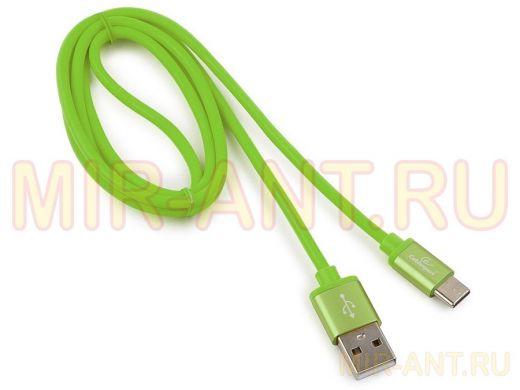 Шнур USB / Type-C Cablexpert CC-S-USBC01Gn-1M, AM/Type-C,серия Silver,длина 1м,зеленый,блистер,2,0